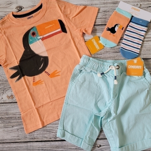 Toucan Outfit T-Shirt Shorts Socks Outfit Tropical Summer Outfit - Picture 4 of 6